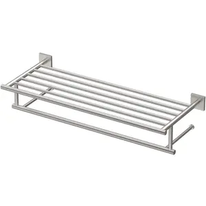 Gatco 4077 Elevate Minimalist Spa Rack, 26 Inch, Satin Nickel - Bathroom Organizer