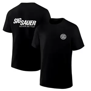 Men's Short Sleeve T-Shirt – Sig Sauer 'Never Settle' Graphic, Logo Tee