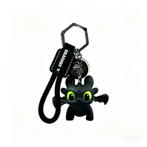 Night Fury Dragon Keychain (Toothless) – Glow in Dark Mini Dragon with Flapping Wings Car Charm Bag Accessory Gift Easter Basket Christmas Stocking Birthday Gifts