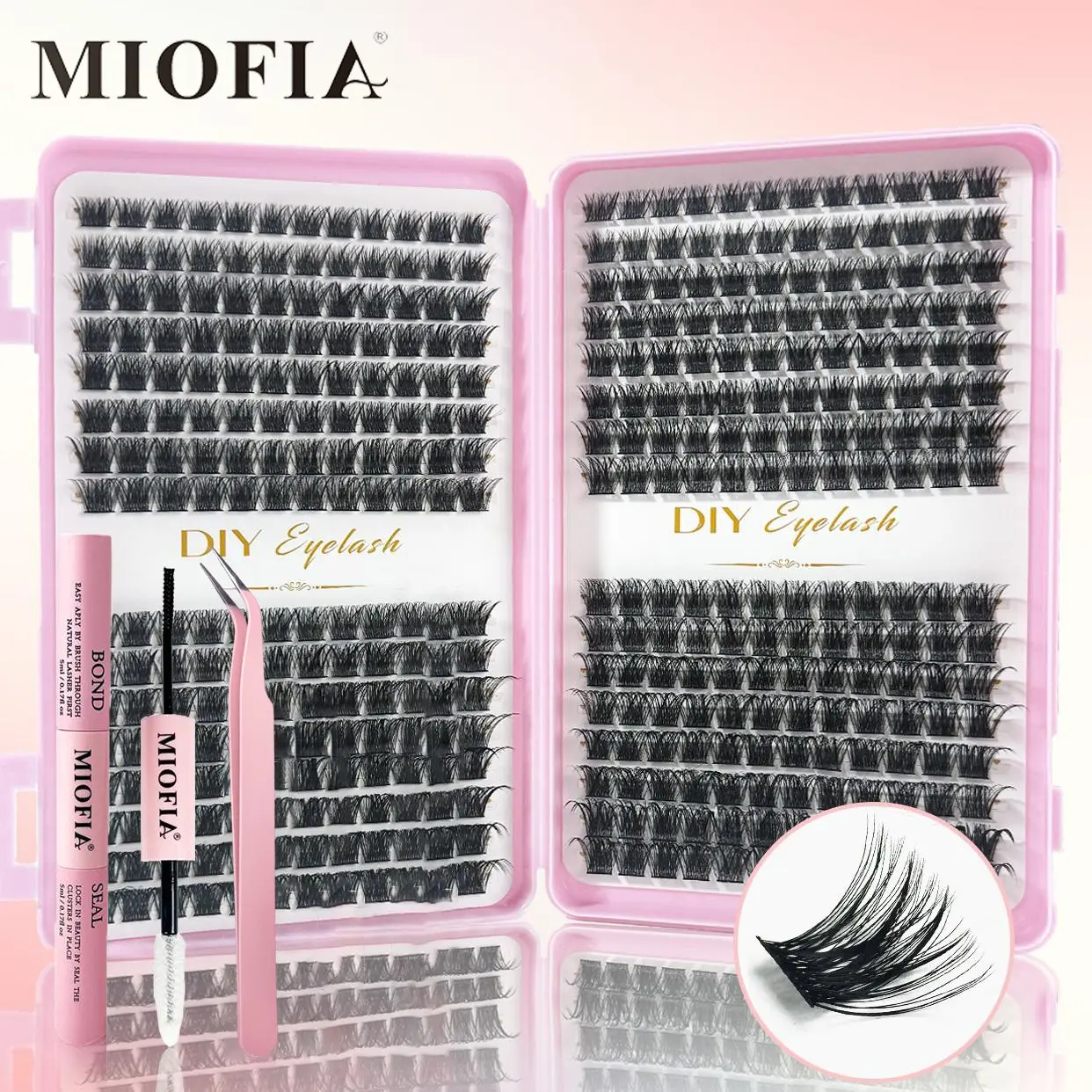 DIY Eyelash Extension Tool Kit, 384 Individual Lashes, 10-16mm D Curl, Includes Adhesive, Sealer, Applicator, Home Use, Eyelash Set, DIY Lash Tools, Individual Eyelash Extensions