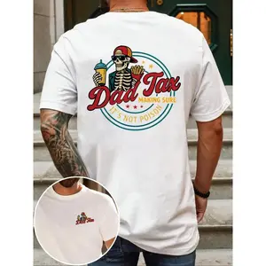 Men's Regular Fit Skeleton Print Round Neck Tee, Casual Short Sleeve Crew Neck T-shirt for Summer, Fashion Men's Top for Daily Wear, Tropical