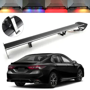 Universal Rear Spoiler Hatchback Aluminum Racing Wing With LED Light Black