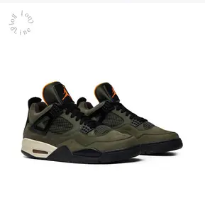 Military-Style High-Top Sneakers in Olive Green Suede with Black Mesh and Laces, Featuring Off-White Midsole and Black Outsole, Visible Heel Air Unit