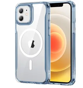 ESR Sidekick Hybrid Case Compatible with iPhone 12/12 Pro (2020), with HaloLock Magnetic Wireless Charging, Scratch Resistant Back, Grippy Protective Frame, Blue