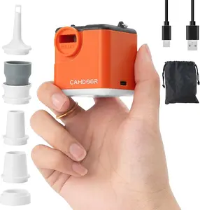 Camdoor Portable Mini Air Pump for Air Mattress & Pool Floats, Fast Inflate & Deflate Camping Pump with LED Light,  Inflatable Sleeping Bag Air Bed Airbeds,  2400mAh Super Strong Mini Air Mattress Pump with Camping Light, summervibes