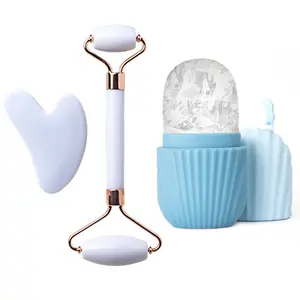 Ice Roller Face Massage Set, Dual Wheel Facial Skincare Tool, Heart Shape Combination Kit, Eye Massager Scraping Wheels Lifting Shaping Tools, Relief Roller