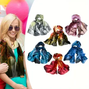 6 Pcs Printed Summer Sunscreen Scarf Dressy Long Thin Scarf Shawl for Women Fashion Accessories