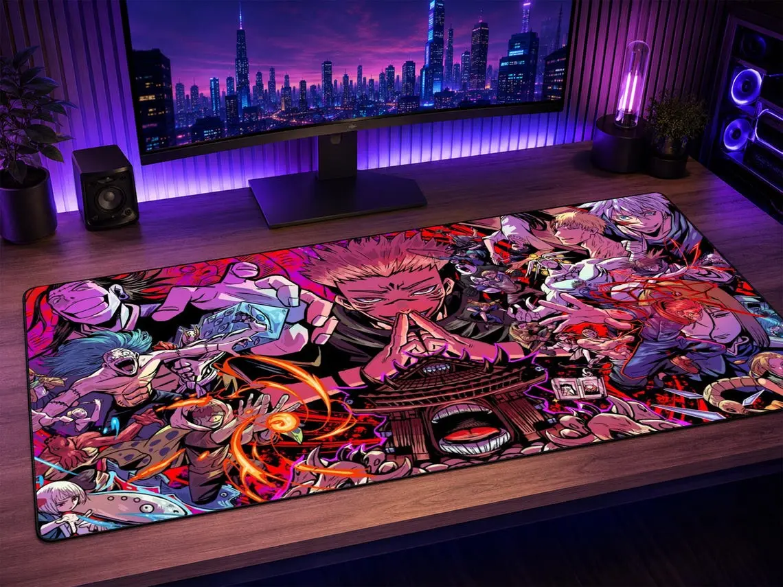Jujutsu Kaisen Mouse Pad, Sukuna Anime Desk Mat, Manga Character Collage Mousepad, XXL Extended Keyboard Pad, JJK Fan Gift