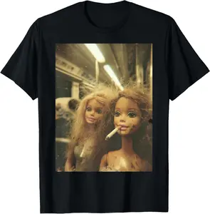 Funny Disgusting Doll face Meme Smoking Y2K Sarcastic Gift T-Shirt