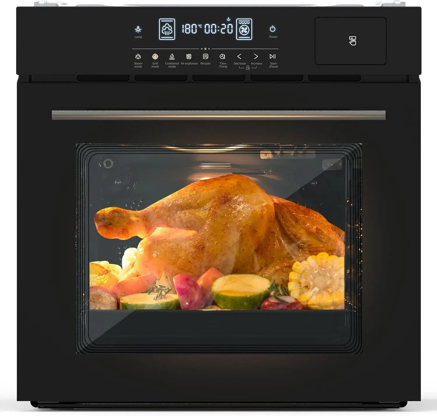 GARVEE 24" Single Wall Oven, 2.5 Cu.ft Built-in Timer-Convection Electric Wall Oven with 8 Baking Modes, 3000W, 240V, Stainless Steel, 3D Surround Heating, Timer, Touch Control, Safety Lock, Black