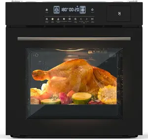 GARVEE 24" Single Wall Oven, 2.5 Cu.ft Built-in Timer-Convection Electric Wall Oven with 8 Baking Modes, 3000W, 240V, Stainless Steel, 3D Surround Heating, Timer, Touch Control, Safety Lock, Black