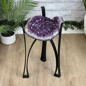 Brazilian Amethyst Geode Side Table, 31.1 lbs, 21.75" Tall #1384-0033