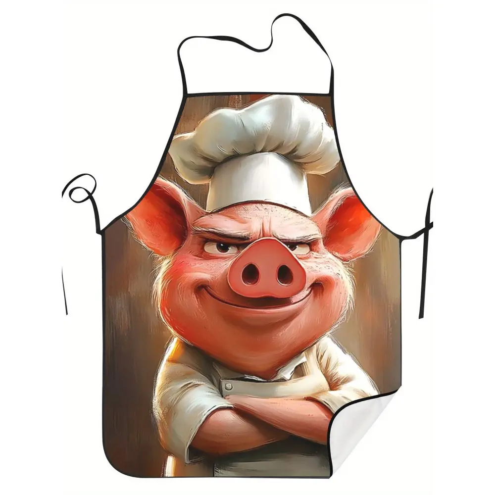 Unisex Apron for Kitchen And Hairdressing Funny Apron Featuring a Pig Chef Wearing a Hat Kitchen Aprons