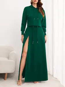 Women's Cardigan Top and Skirt Set, Plain Design, Casual, Long Sleeve Lantern Sleeves, Button Details, Loose Fit, All Seasons, Womenswear