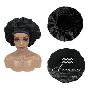 Aquarius Silk Bonnet for Hair Protection Double Layer Design Knots & Tangles Prevention Unisex Zodiac Bonnet Collection