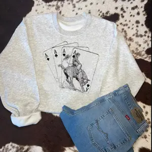 Cowboys cards sweatshirt, Western clothing Sweatshirt, Country shirt, western tops, western outfits women, vintage y2k graphic tee, gift for women
