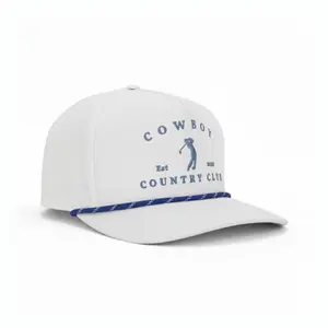 Cowboy Country Club Premium Rope Golf Hat White | Luxury Country Club Cap | Clean Minimal Snapback | Unisex Summer Golf Hat | Structured Rope Hat