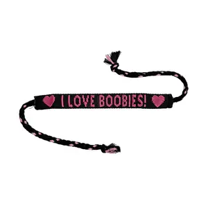 i love boobies! Woven Bracelet - Black Berry