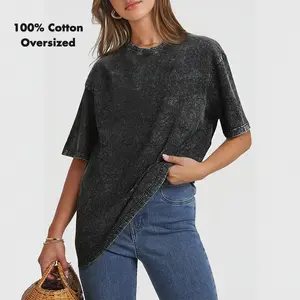 Holafish Oversized Acid Washed Tshirts for Women Tee Tops Heavy Cotton Vintage Unisex Tees Loose Fit Crewneck Short Sleeve Casual Streetwear Baggy Basic Tops