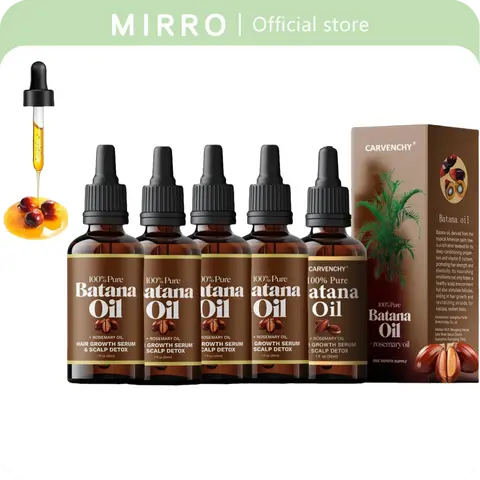 [5 Packs] CARVENCHY Organic Batana Oil with Rosemary - Daily Haircare for Men & Women, Natural Hair Growth Product, Lengthening Thickening Repair for Dry, Damaged Hair