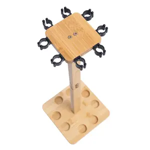 Kylebooker Fishing Pole Rod Racks—Floor Stand Bamboo Fishing Gear Equipment Storage Organizer, Easy Installation - Square rods holder Adjustable Rod