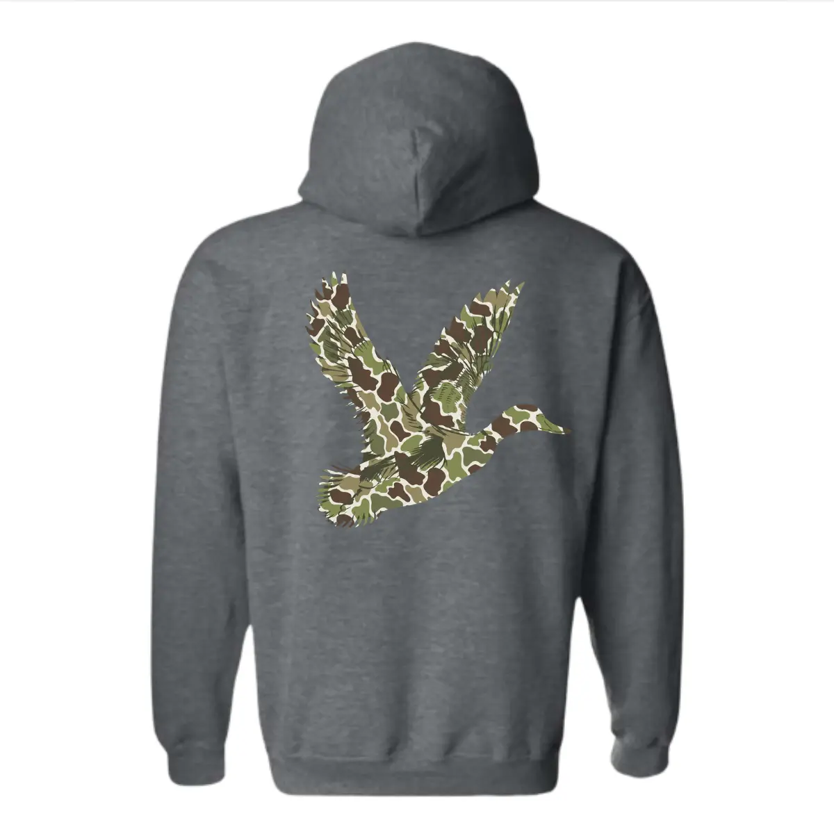 Camo Duck Hoodie - Bold Flying Duck Hunting Design, Ideal for Waterfowl Hunters, Outdoorsmen and Wildlife Lovers, Stylish Unisex Hoodie for Adventure and Casual Wear Menswear Sweaters