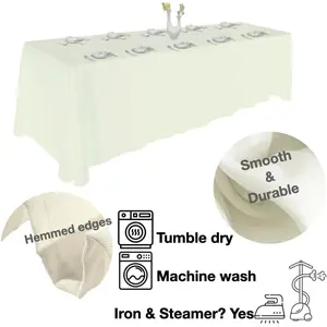 Urby Extra Large Table Cloths, Ideal for Events Like Banquet, Weddings and Restaurants. Ivory. 90x156in.