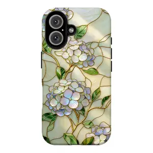 Dreamy Pastel Hydrangea Stained Glass Phone Case|Art Nouveau Floral Design For iPhone 17 Pro Max 16 15 14 13 12 11 for Samsung S21 S22 S23 S24 S25 S26 Phone Case|Tough Phone Case|gift for him for her|Best Gift