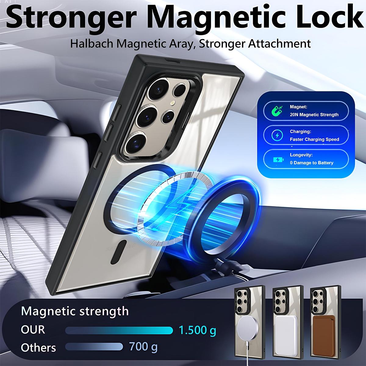 Shockproof Camera Ring Stand Heavy Duty Clear Case For Samsung S26 Ultra/S26 PLUS/S26 Compatible With MagSafe Cover + Camera Lens Protector