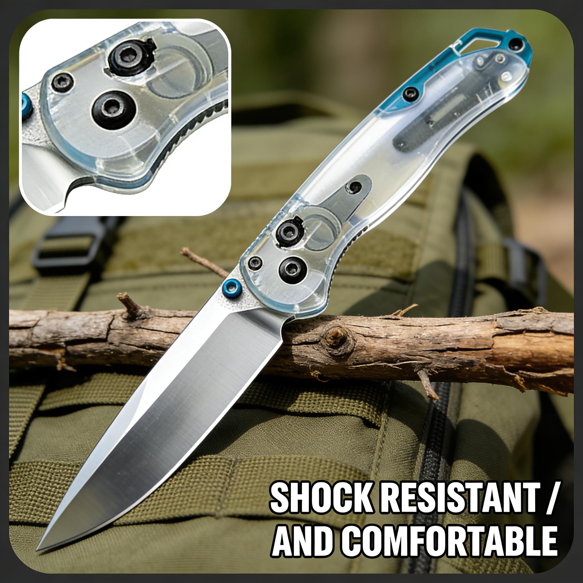 535 Creative Acrylic Clear Handle Folding Knife, Outdoor Emergency EDC Tool, Full Gift Box Set for Gifting & Collection