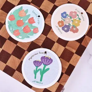 Cartoon-style compressed wood pulp sponge for kitchen cleaning, absorbent cloth with printed designs, creative dishwashing wipe