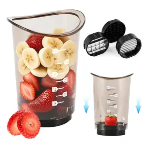 Easy-Press Strawberry Slicer — Safe Fruit Cutter Cup with Push Plate, Stainless Steel Blades for Banana, Cucumber & More, Vegetable Fruit Cutter