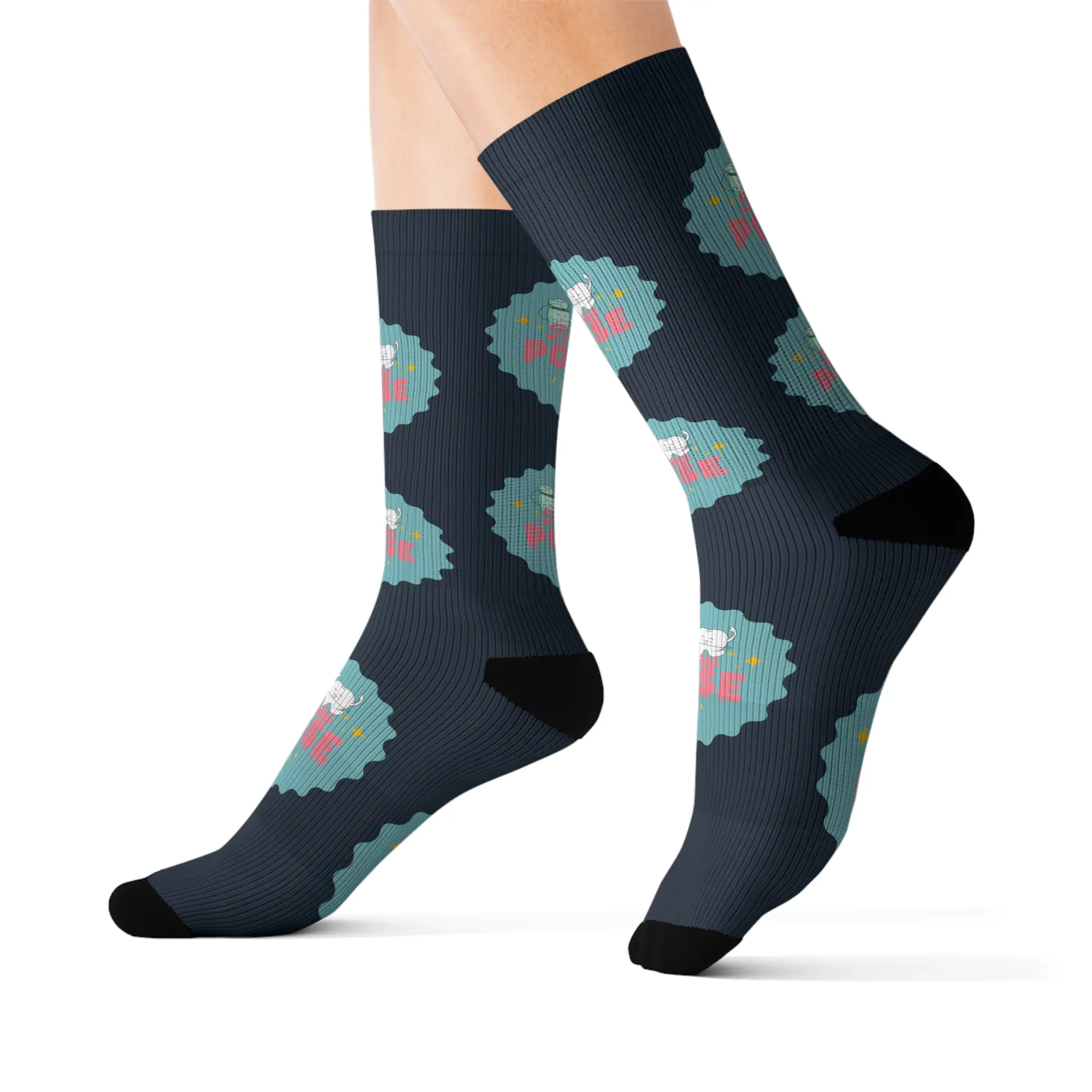 Flossy Posse Dental Socks Dentist Hygienist Assistant Gift Tooth Pattern Office Fun Dentist Crew Socks Colorful Comfy