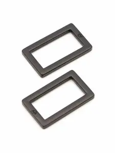 Rectangle Ring Flat 1in Black Metal Set of Two