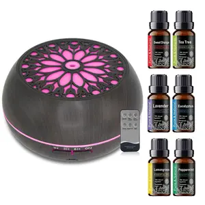 550ml Essential Oil Diffuser with Remote Control, 6 Oil Blends & 7 Color LED Lights - Auto-Off Timer for Large Room Home Office