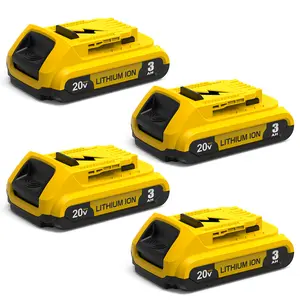 4Packs 3.0Ah Replacement for Dewalt 20v Max Battery Compatible with Lithium DCB201 Cordless Tools
