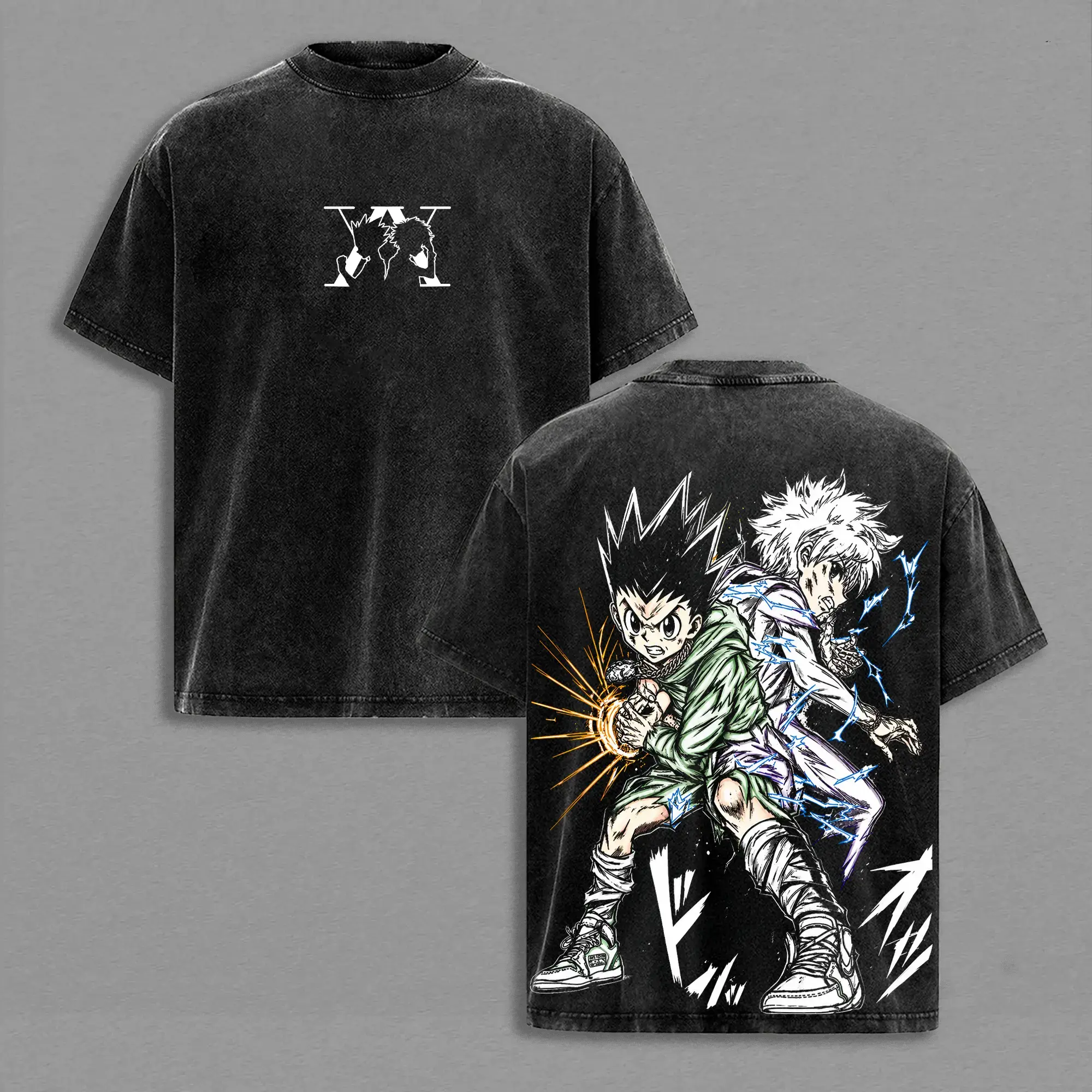 Vintage Washed Hunter x Hunter Graphic Tee | Gon & Killua Anime Shirt | Oversized Y2K Streetwear Unisex T-Shirt