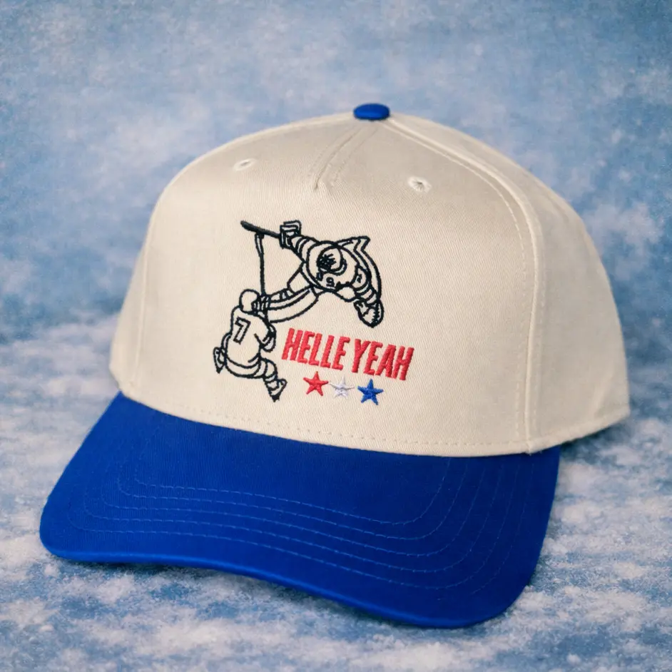 Connor Hellebuyck “Helle Yeah” 2026 Olympics Save - Natural/Blue Otto Snapback