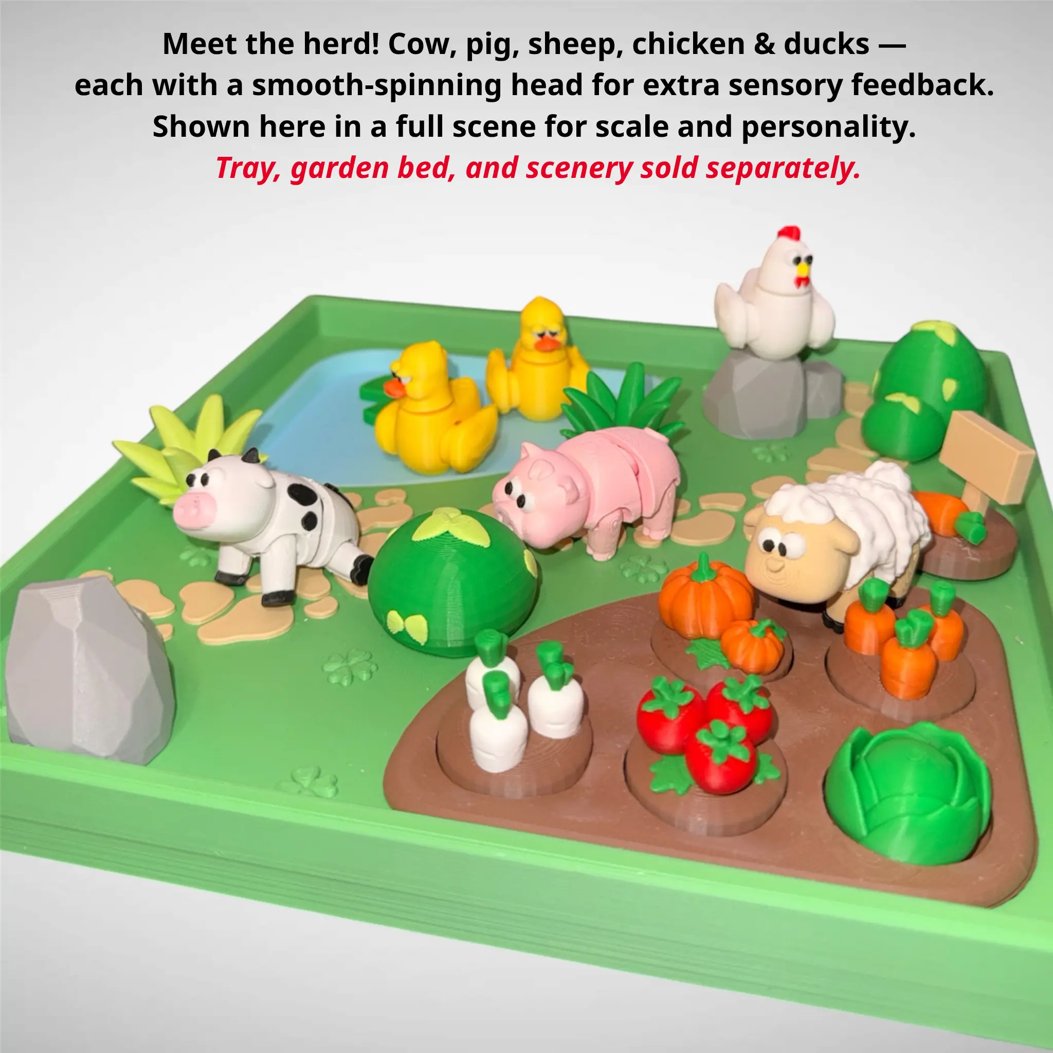 Flexi Farm Animal Fidgets | Wiggle Body & Spinning Head Stress Relief Toys
