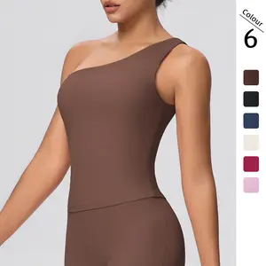 New double-sided brushed fabric, nude-feel, solid color, tight-fitting, high-elastic sports bra for running, fitness, and yoga for women
