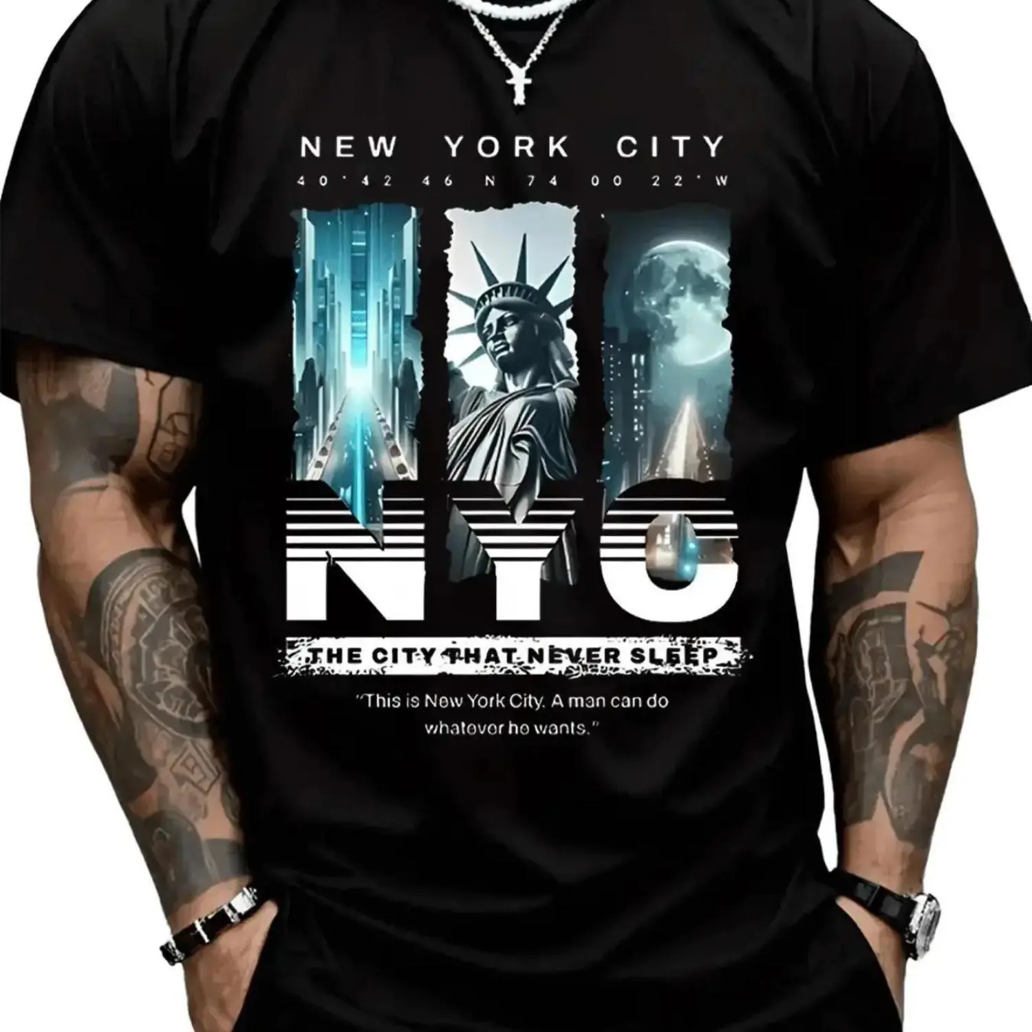 Men S New York City Graphic Cotton T-Shirt With Lettering White Casual Summer Tee Machine Washable Streetwear Style Minimalist Design Comfortable Lightweight Top
