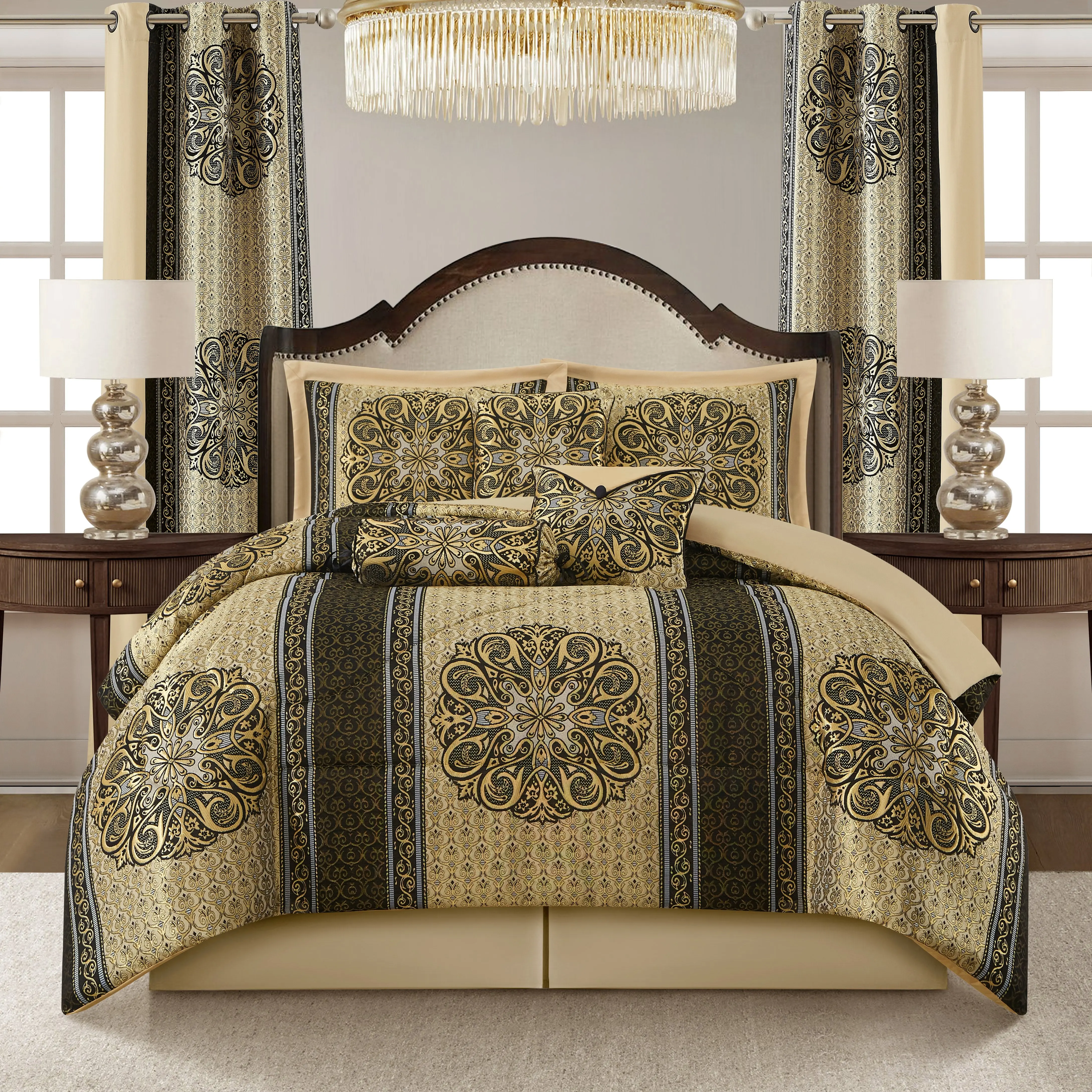 Myhand 9 Piece Damask Comforter Set