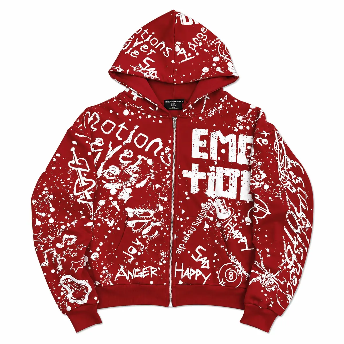 Mixed Emotion Red 'Graffiti' Hoodie