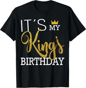 It's My King's Birthday Couples Matching Husband & Boyfriend T-Shirt Pure Cotton Graphic Tees Menswear Top: Gifts for Men & Women,summervibes