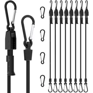 8 Pcs 48" Adjustable Bungee Cords with Hooks Heavy Duty UV Resistant Shock Straps with Carabiner Clips