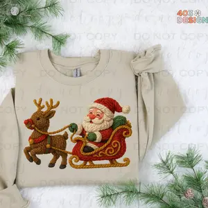 Santa's Sleigh- Faux Crochet- Direct to Film Transfer