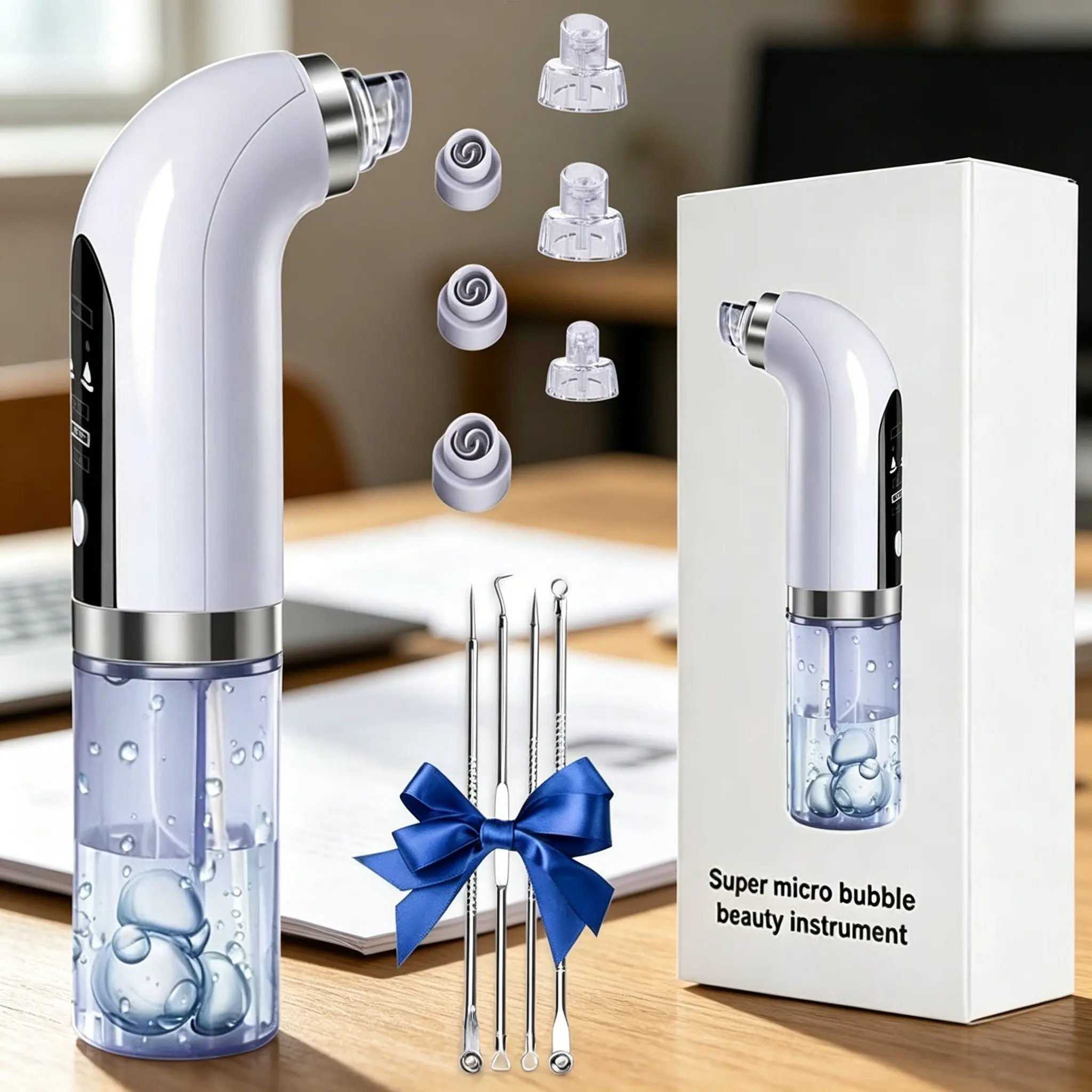 Portable Electric Blackhead Remover, 5-In-1 Water Circulation Pore Cleanser, Rechargeable Facial Vacuum, Home Skincare & Daily Care