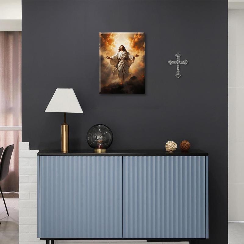 Jesus Christ Portrait Canvas Wall Art – Christian Religious Decor, Divine Mercy God Painting Print for Prayer Room, Living Room, Bedroom, Church, or Office