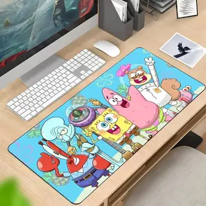 1 pc Large Gaming Mouse Pad with SpongeBob SquarePants Anime Design Non-Slip Washable Rubber Base Desk Mat for PC Office Decor Extra Long Computer Accessory Gift for Gamers Stylish Study and Workstation Decoration Mouse Pads for Desk Playmat XXL Mousepad