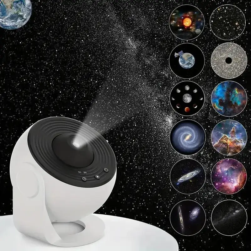 12 in 1 Planetarium Galaxy Star Projector LED Light, 360° Rotating Nebula Projector Lamp, Room Ambient Light, Decor Light for Bedroom, Stocking Filler